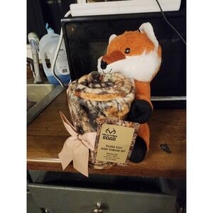 New Realtree Edge Red Fox Plush & Camouflage Throw Blanket 2 Piece Gift Set